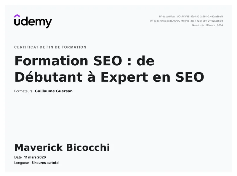 Certificat Formation SEO : de Débutant à Expert